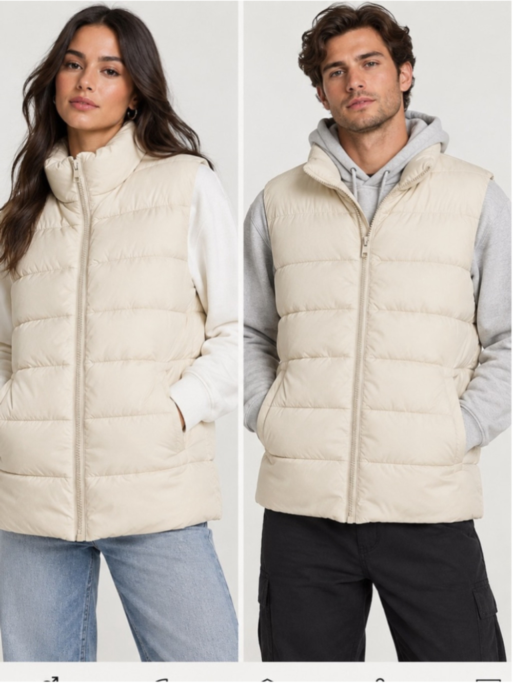 ASOS Design Cream Puffer Vest Gilet Size Medium